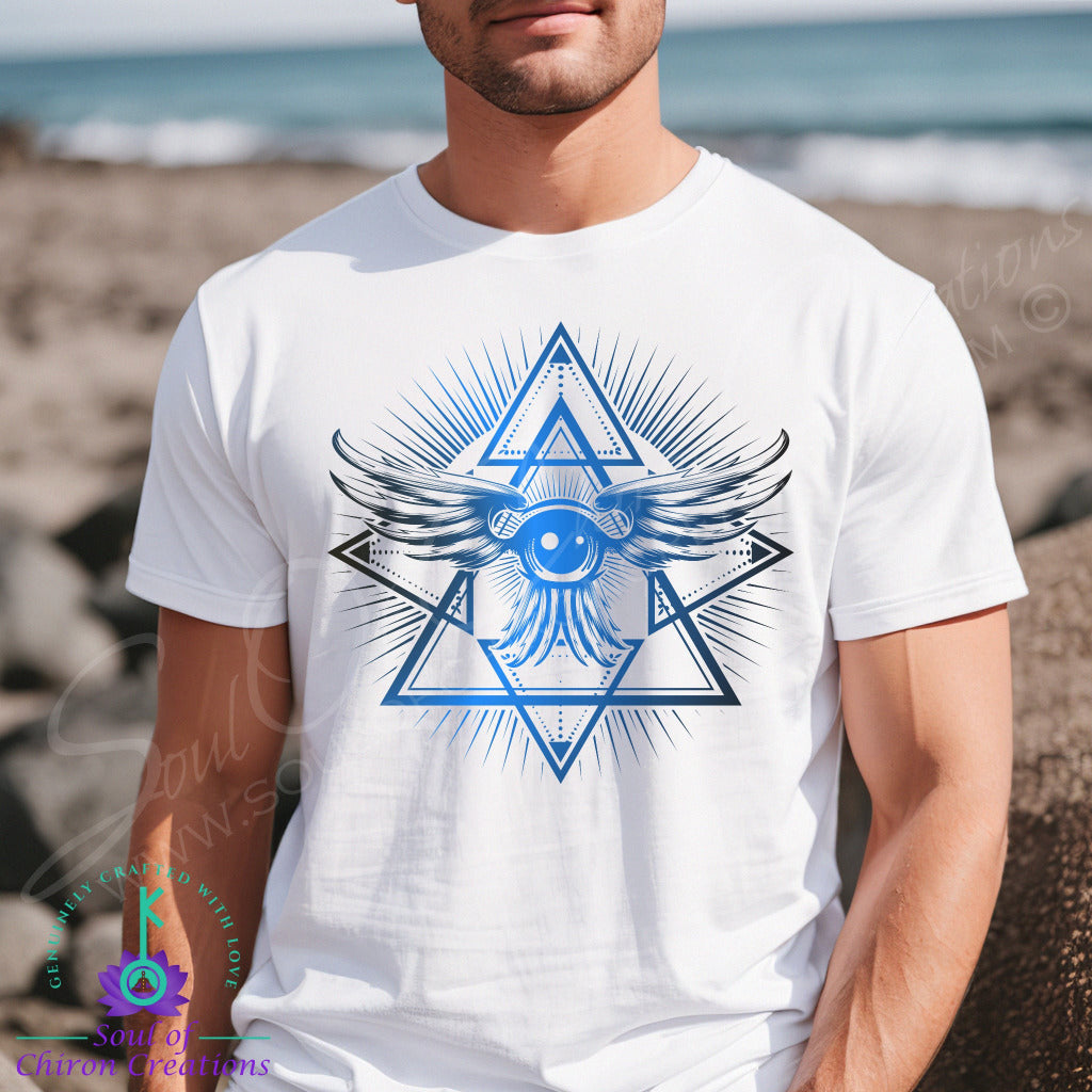 Men&#39;s Blue Intuitive Seeker T-Shirts - White