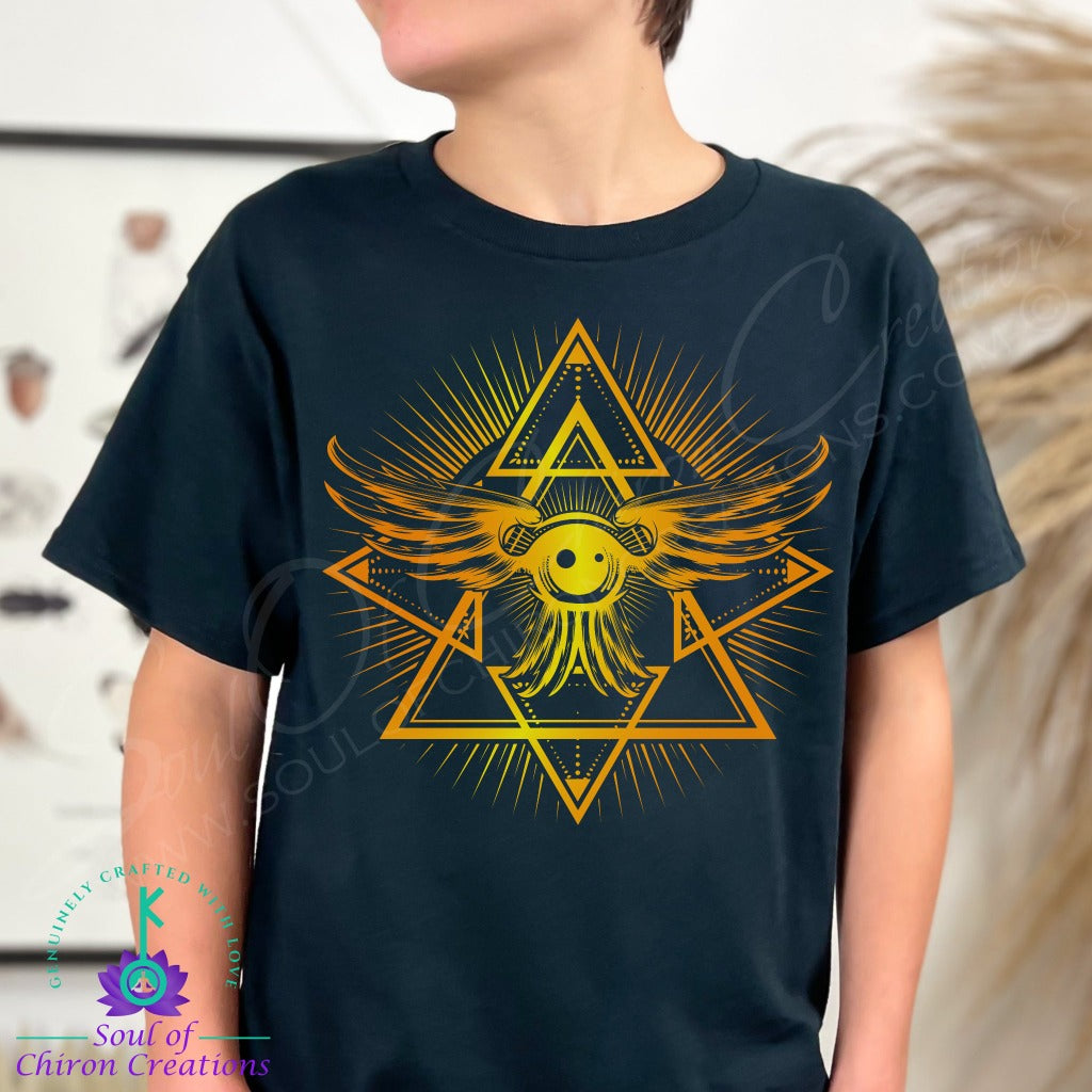 Boy's Orange Intuitive Seeker Black T-Shirts