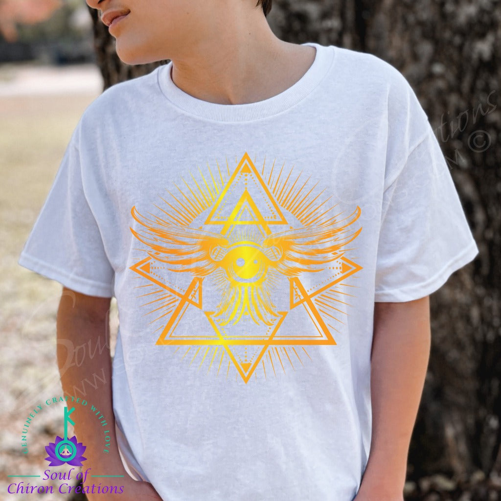 Boy's Orange Intuitive Seeker Black T-Shirts