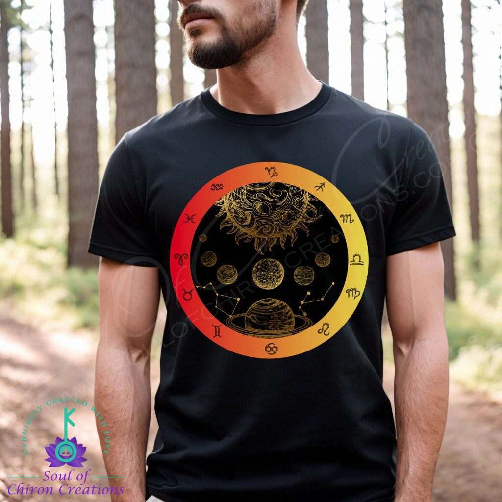 Men's Solar Flare Serenity Zodiac Wheel Tee - Black