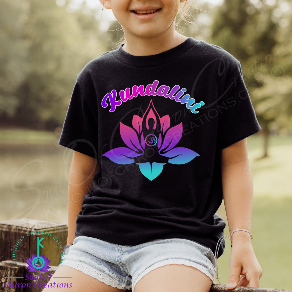 Girl&#39;s Awakened Kundalini Lotus T-shirt - Black