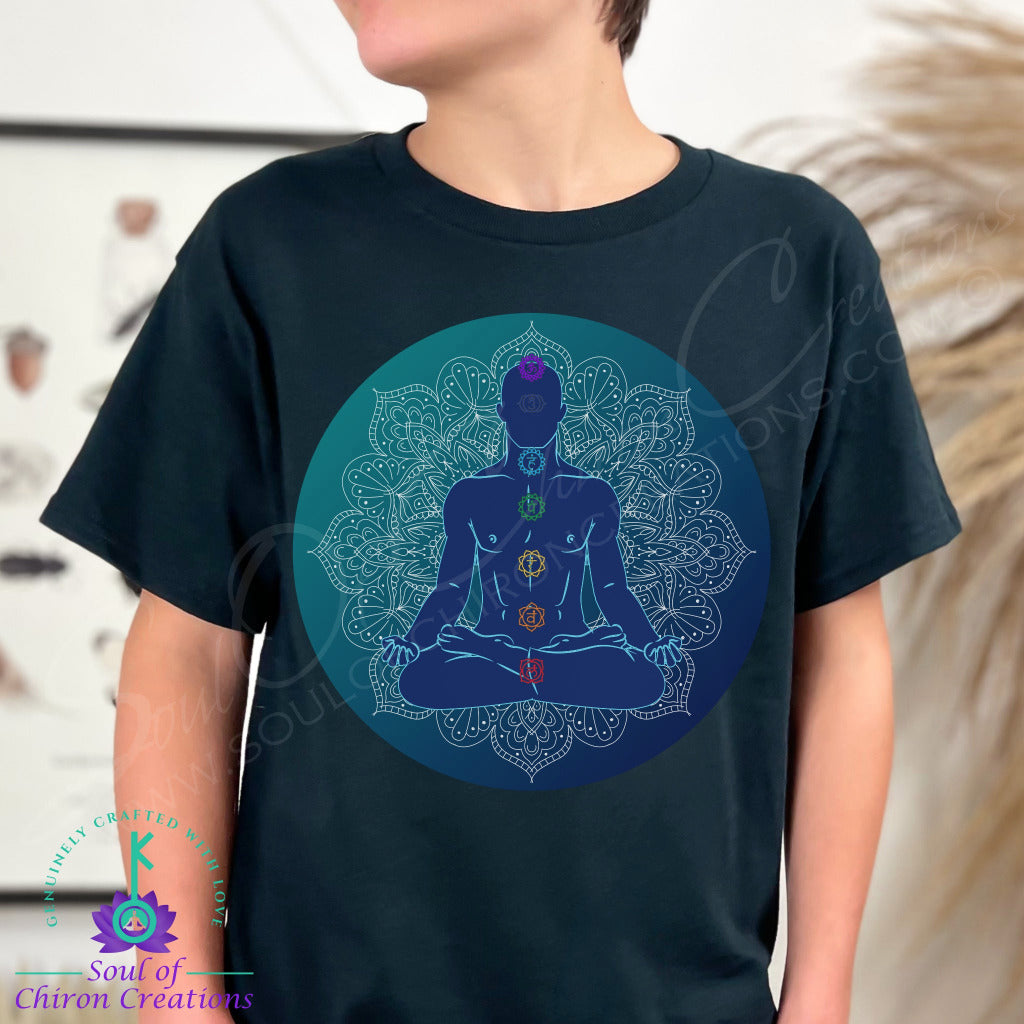 Boy&#39;s Meditative Sapphire Enlightenment Black Tee