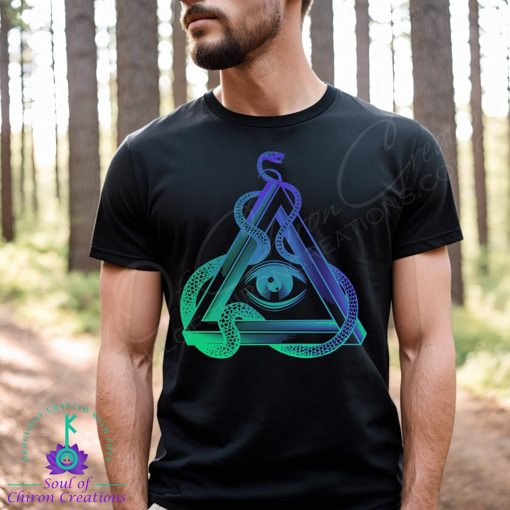 Fluorite Transcendent Serpent Tee for Men - Black