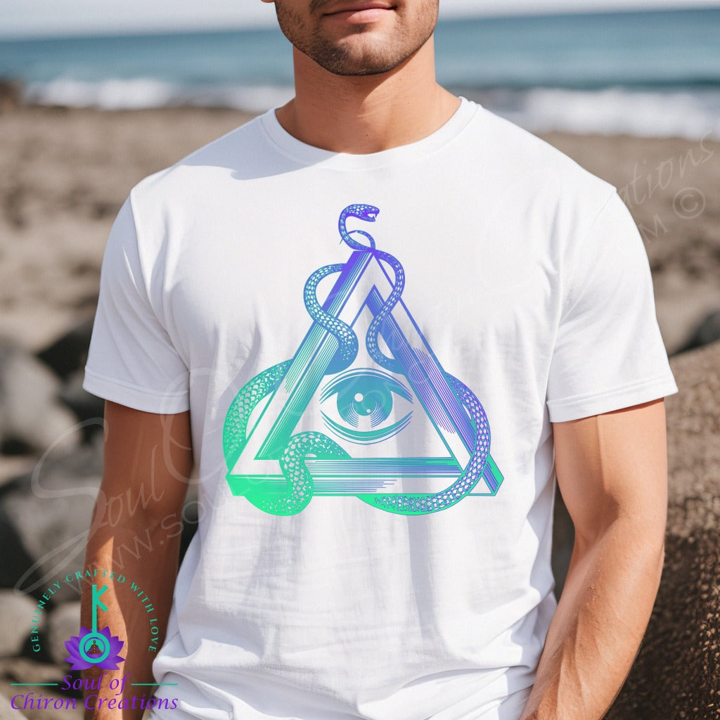 Fluorite Transcendent Serpent Tee for Men - White