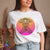 Orange/Pink Gradient Celestial Tattooed Beauty T-Shirt - White