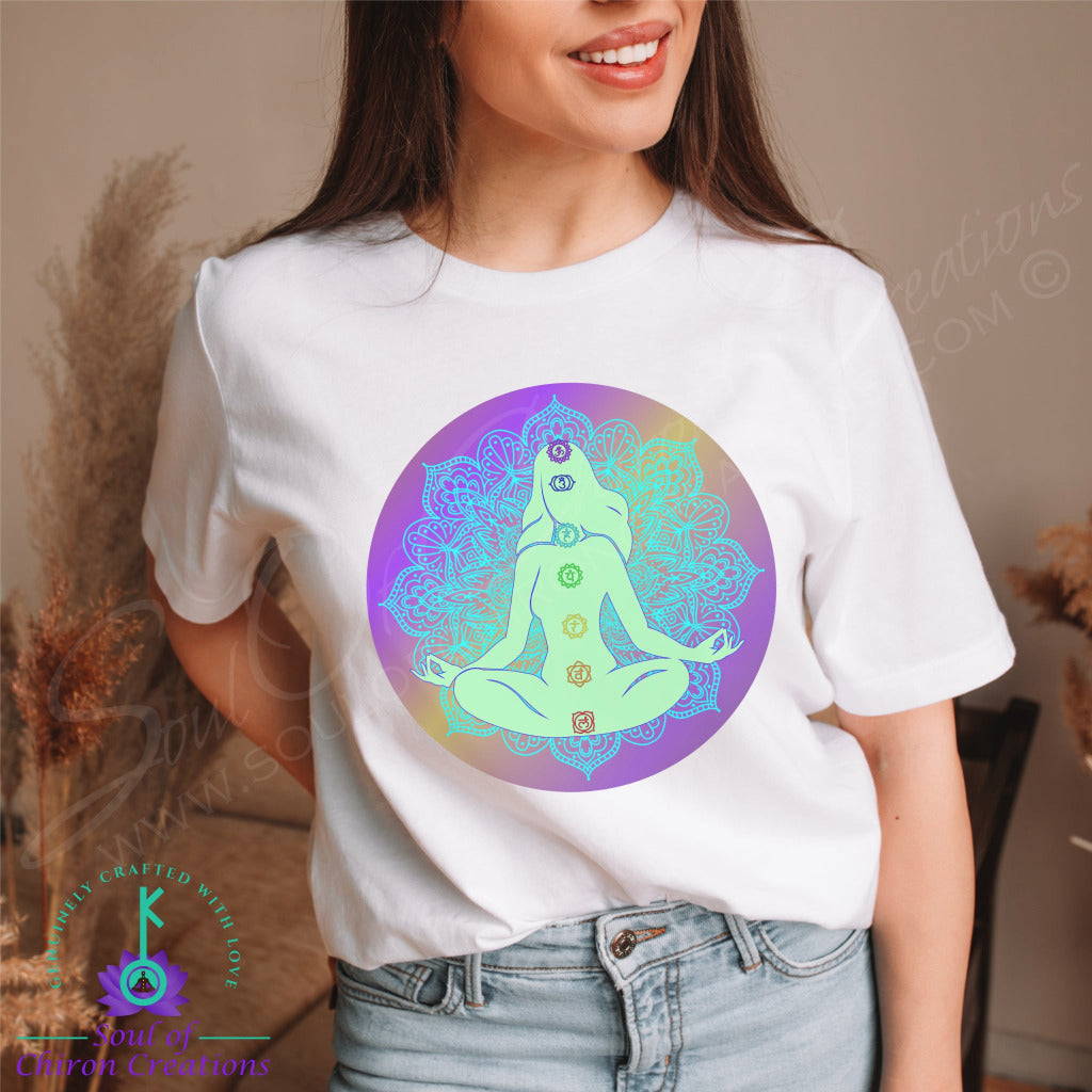 Women's Green Calming Elegance T-Shirt - White