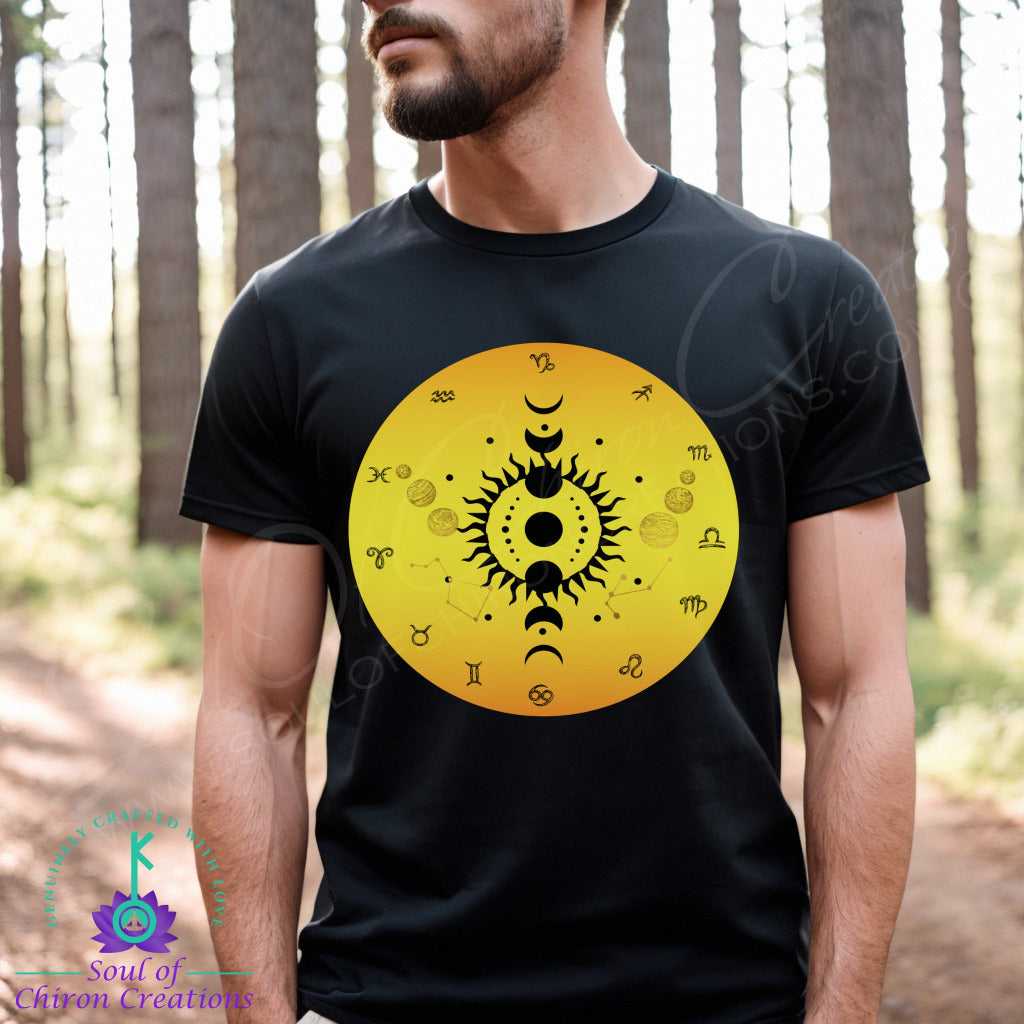 Men&#39;s Sunquake Zodiac Wheel T-Shirts - Black