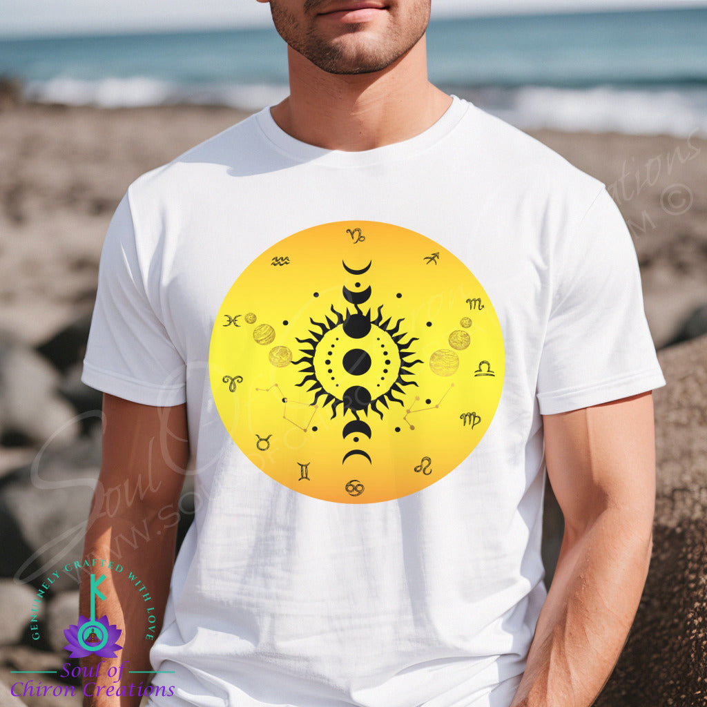 Men's Sunquake Zodiac Wheel T-Shirts - Black