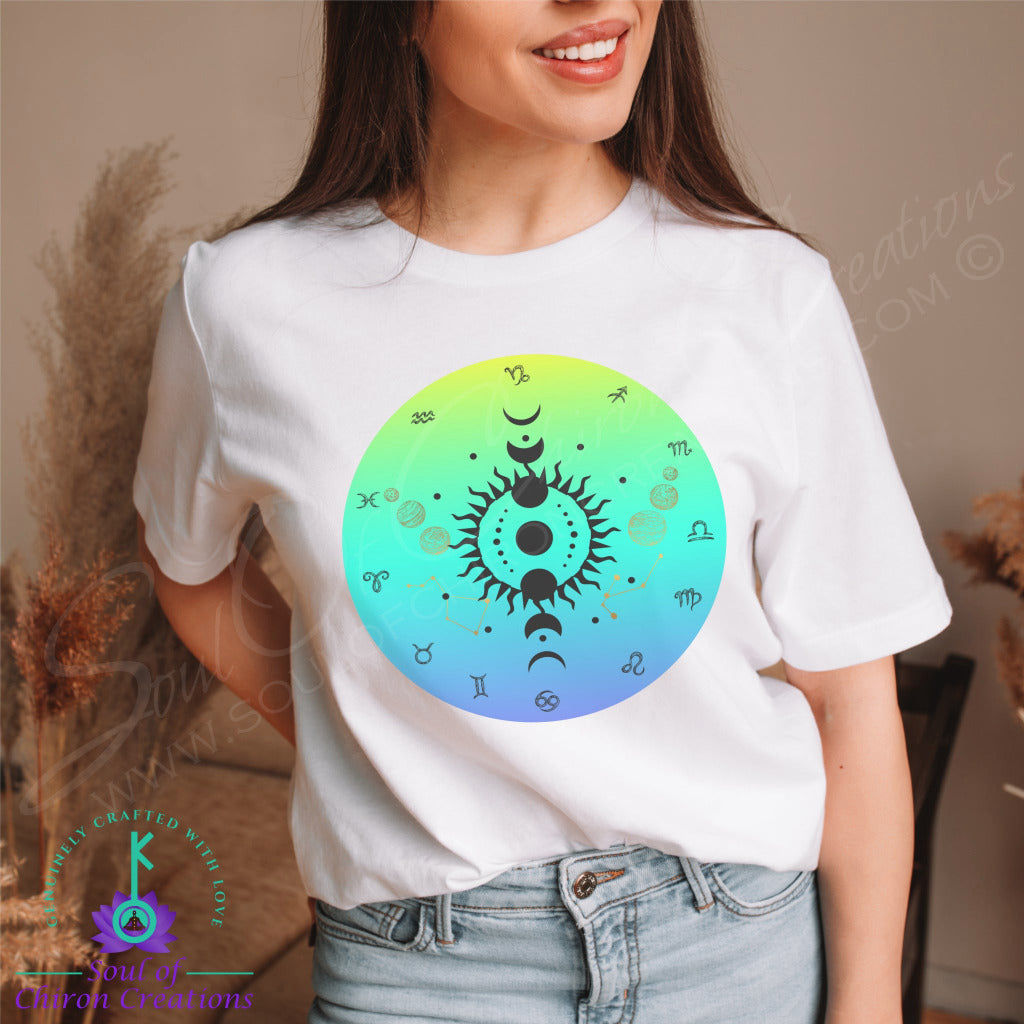 Women&#39;s Radiant Green Zodiac Wheel T-Shirts - White